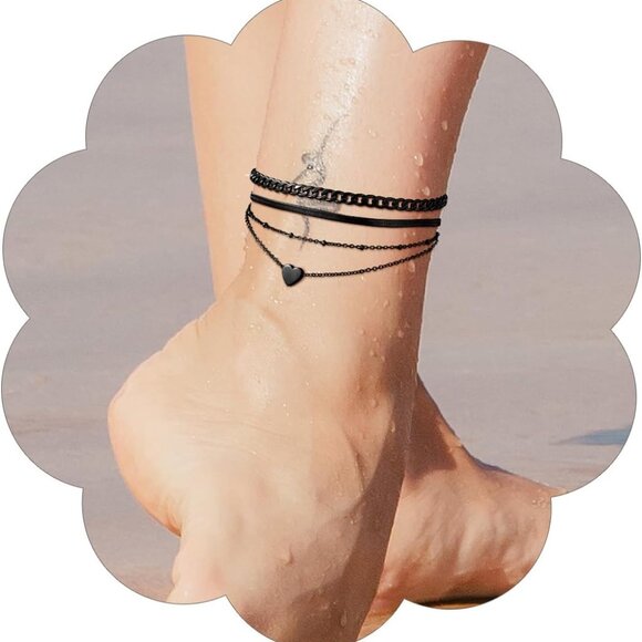 Jewelry - Stainless Steel Anklet Set 2-3PCS Beach Jewelry Layered Charm Waterproof